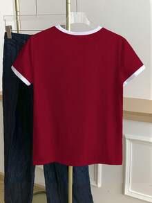 Franclia 女士撞色印花工艺圆领短袖T恤 - 彩色 - 查看 2