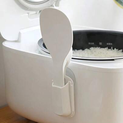 Zazumi Giá đựng muỗng múc cơm gắn tường, hộp đựng nồi cơm điện và muỗng xới cơm, thích hợp để cất giữ dụng cụ nhà bếp, đũa, muỗng múc cơm, v.v., giúp tiết kiệm không gian bếp, thoát nước và giữ sạch sẽ. Một dụng cụ lưu trữ thiết yếu cho đồ dùng nhà bếp, có sẵn kiểu gắn giác hút và không cần giác hút!