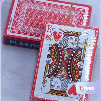 SHEIN 2 张扑克牌、扑克牌、标准扑克牌、成人扑克牌、防水扑克牌、大型优质百搭牌、圣诞礼物、节日派对用品、扑克牌、派对纸牌游戏、纸牌游戏、纸牌盒、纸牌、扑克牌、纸牌游戏、扑克牌游戏