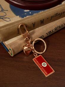 HARRY POTTER X SHEIN 1pc Zinc Alloy Cartoon Heart Shaped Keychain, Luxurious Niche Design, Simple And Elegant, Suitable For Various Parties, Concerts, Festivals - Gold - View 3