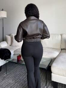 Tyla Gomez Spring New Vintage Leather Jacket, Short Style, Regular Fit, Women's Jacket For Valentine's Day Fall,Winter - Brown - View 2