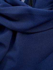 SHEIN Girlism Teen Girls' Off-Shoulder Ruched Elegant Criss-Cross, Slit Hem Fishtail Dress, Party Wear - Navy Blue - View 3