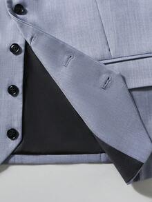 Manfinity Mode Men's Minimalist Casual Gentleman Single-Breasted V-Neck Suit Vest - Grey - View 6