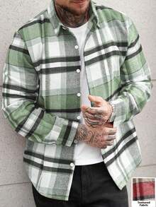 Manfinity CasualCool Men's Plaid Long Sleeve Single-Breasted Casual Commuter Shirt - Multicolor - View 1