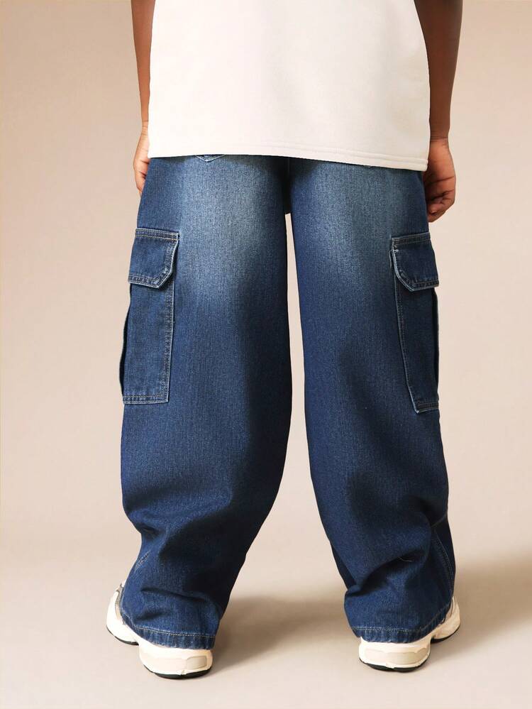 Vaqueros cargo de pierna ancha con cordón