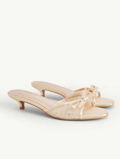 CUCCOO CHICEST Women's Fashion Bowknot Open Toe Heeled Sandals, Summer For Christmas Valentine's Day Elegant Shoes Wedding Shoes