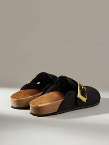 Solecia Sapatos Femininos: Mocassins Retrô Elegantes com Fivela, Confortáveis, Versáteis, Sapatos Planos com Fivela no Top, Adequados para Uso Diário, Eventos Sociais, Festas, Feriados, Casamentos, Férias - Preto - Visão 4