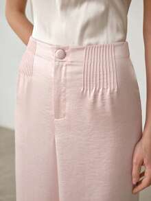 MOTF PREMIUM SATIN ELEGANT HIGH WAIST WIDE LEG PALAZZO PANTS, SPRING/SUMMER - Pink - View 2