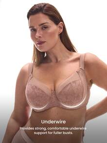 LUVLETTE Plus Full Coverage Underwire Lightly Lined Brown Mesh Side Support Sheer Minimizer Lingerie Bra - Brown - View 4