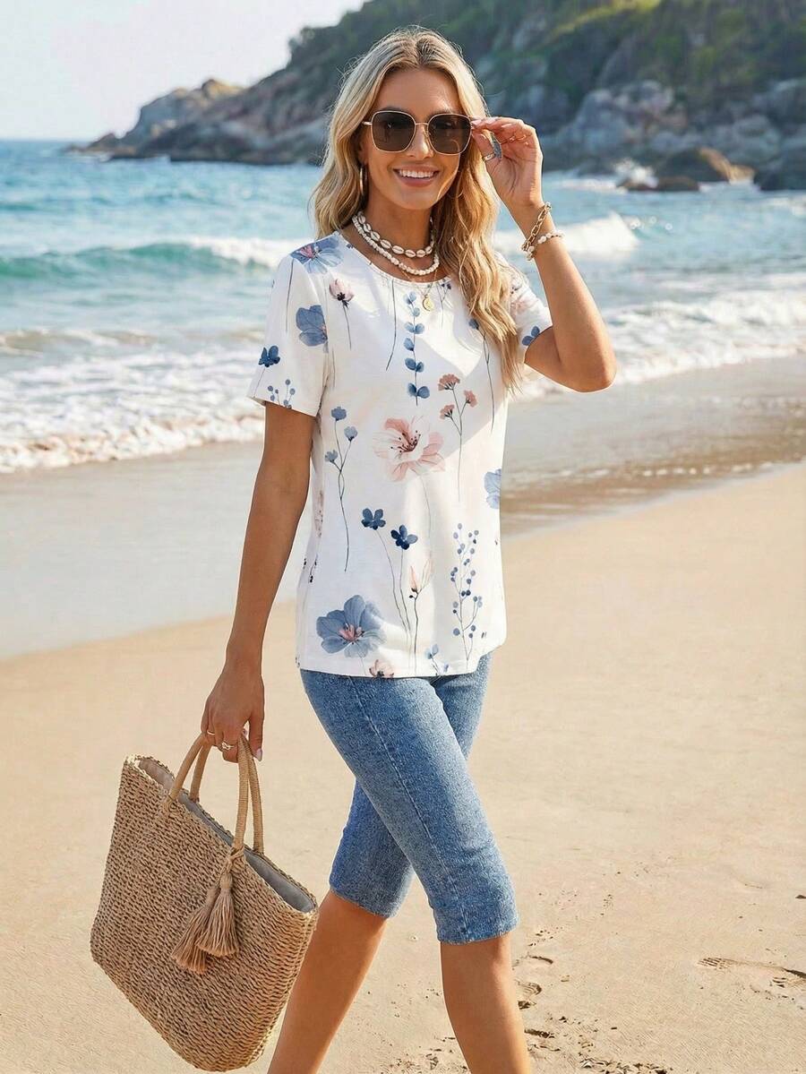 Sylviya 2pcs Women Casual Simple Summer Set Suitable For Going Out,Vacation - Multicolor - View 1