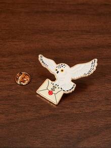 HARRY POTTER X SHEIN 1枚锌合金卡通猫头鹰图案胸针，奢华别致的设计，简约优雅，适合派对、音乐会、节日等场合。 - 金色 - 查看 4
