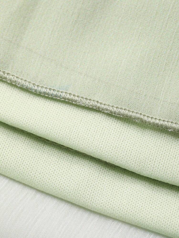 Tween Girls Round Neck Sleeveless Mesh Patchwork Dress, Fall Summer