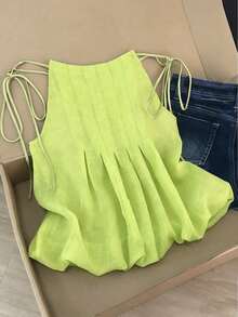 GlowEve Áo sơ mi nữ thắt nơ cổ trang trí - màu xanh lá - Xem 2