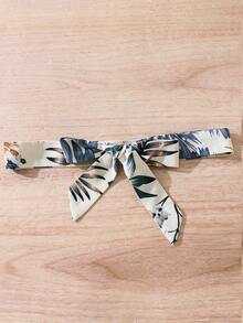 SHEIN Young Girl Ditsy Floral Mandarin Collar Sleeveless Jumpsuit - White - View 3