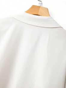 GlowEve CURVE 女士加大码缎面V领短袖高腰假纽扣不规则休闲优雅日常派对婚礼两件套，秋冬款 - 咖啡棕 - 查看 4