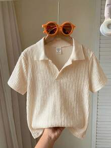 SHEIN 男童休闲Polo衫一件装，舒适时尚，百搭，面料柔软，适合春夏、返校、生日等场合穿着。 - 杏色 - 查看 5