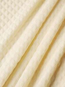 Bonvoyette 3pcs Women's Sexy Halter Long Sleeve Textured Bubble Fabric Crop Top & Ruffle Skirt Swimsuit Set, Ocean Metallic Accents, Suitable For Beach, Party, Summer - Apricot - View 6