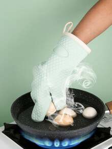 1副烧烤手套，耐热烤箱手套，厨房硅胶烤箱手套，防水防滑锅架，适用于烧烤、烹饪、烘焙 - 白色 - 查看 6