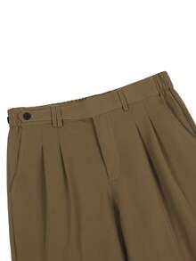 Manfinity Homme Men's Casual Solid Color Minimalist Trousers Casual Pants Mens Pleated Trousers Brown Dress Pants Suit Pants - Mocha Brown - View 6