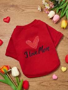 PETSIN 1 Pc Pet Cat/Dog Unisex "I Love Mom" Print Cute Pullover For Valentine's Day - Multicolor - View 3