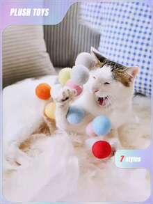 PETSIN CAT Pom-Poms Launcher Toys, Random Color Cat Pom-Poms Self-Hi ToysThe Product Image Has A Method Of Use,Consumables Pet Interactive Launch Pom-Poms Toy Gun 1pc - Multicolor - View 5