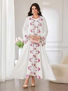 SHEIN Najma 优雅复古定制浪漫蕾丝拼接宽松两件套女装 - 白色 - 查看 7