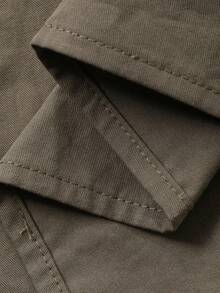 DAZY 青少年男孩夏季休闲时尚街头风日常通勤贴布装饰口袋插肩宽松衬衫 - 綠色 - 查看 8