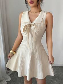 Elenzga 女士优雅奶油色 Dawn 钩针镂空针织上衣，荷叶边装饰，圆领，半扣设计，Dawn 染色系列，短袖，适合通勤和夏季穿着 - 杏色 - 查看 5