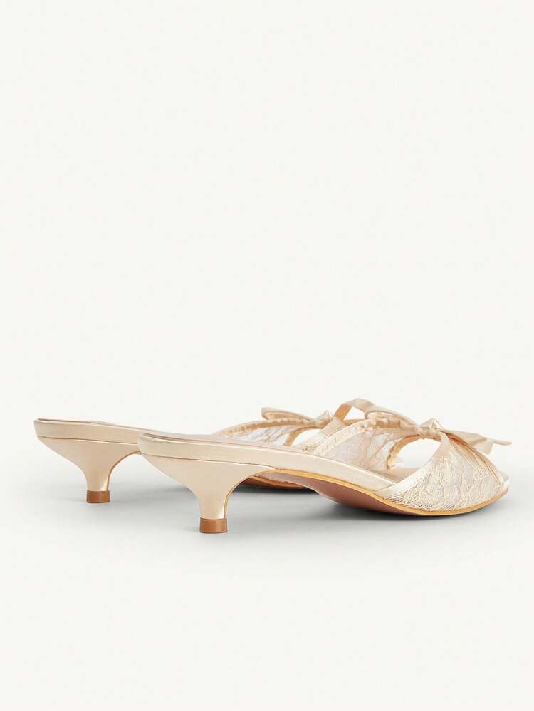 CUCCOO CHICEST Women's Fashion Bowknot Open Toe Heeled Sandals, Summer For Christmas Valentine's Day Elegant Shoes Wedding Shoes Summer Shoes Bride Shoes