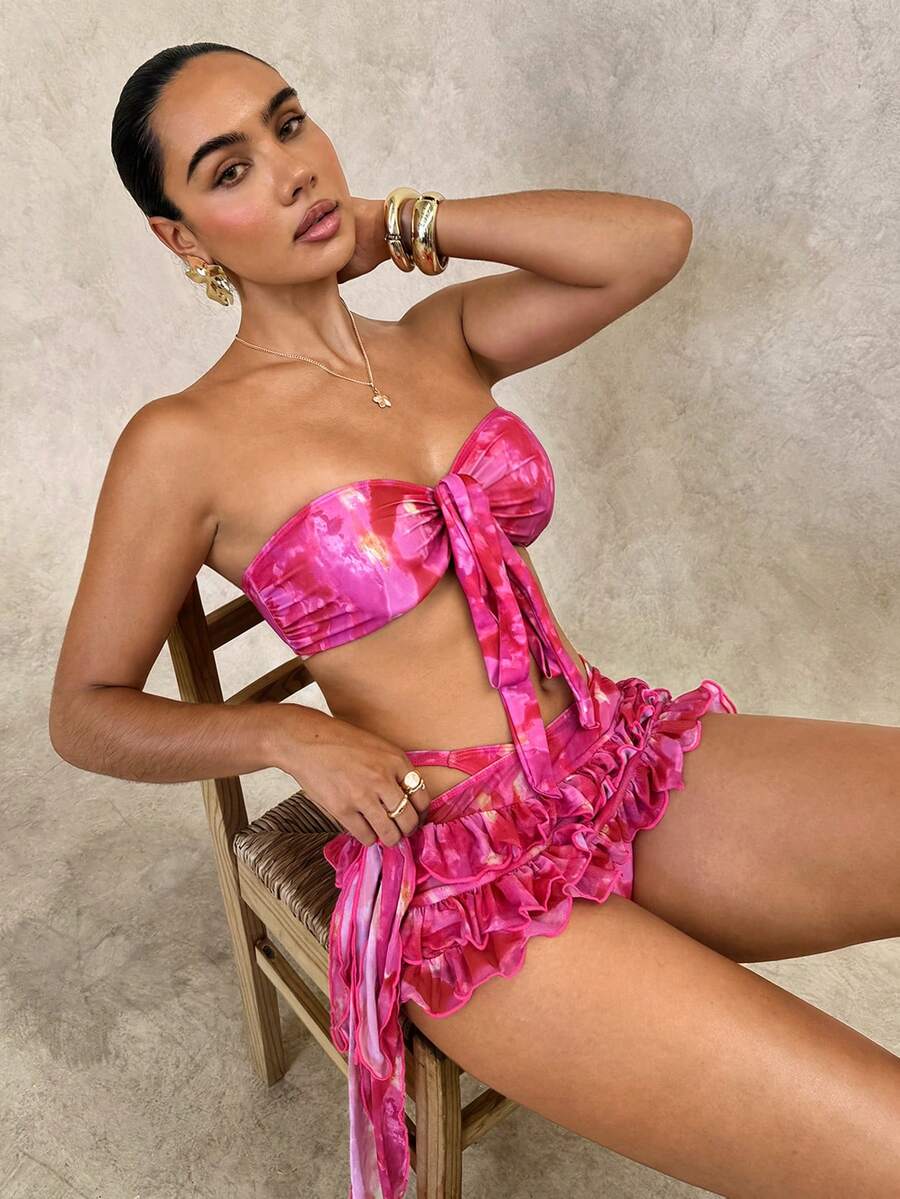 Bellisia Basics 女士性感扎染印花抹胸比基尼套装 - 彩色 - 查看 1