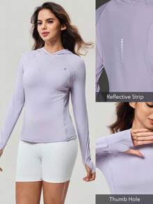 OutZeal 女士户外连帽衫 徒步露营 凉爽触感 带拇指孔 - 淡紫色 - 查看 5