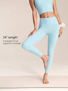 GLOWMODE Conjunto de top corto y mallas de tiro alto FeatherFit™ - Celeste - Ver 4