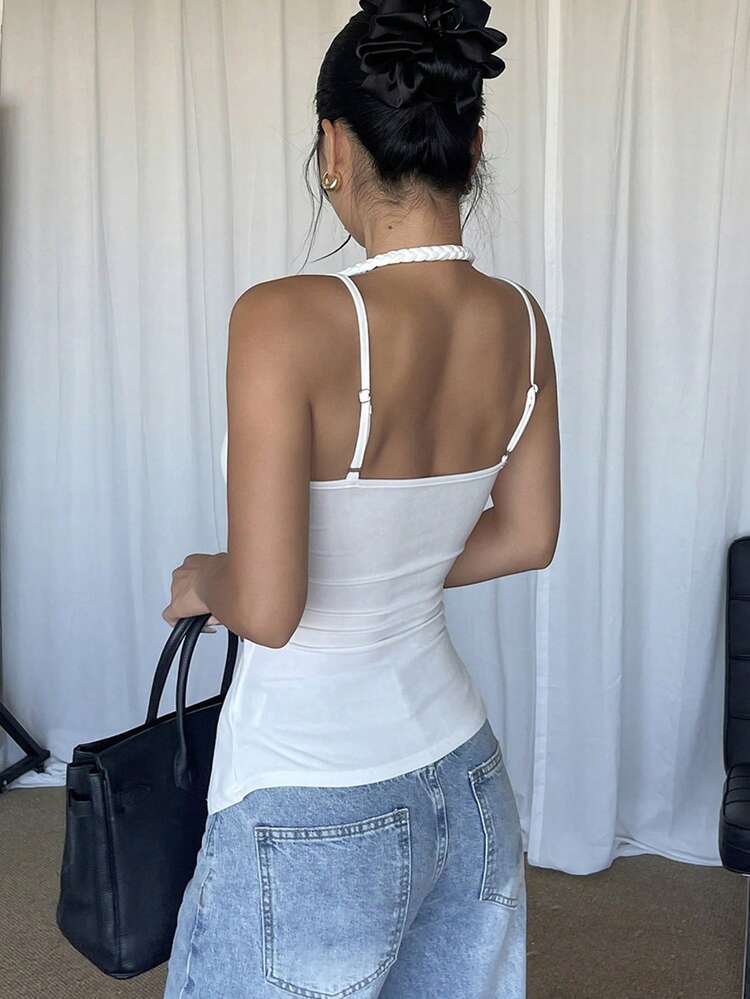 Sexy Lace Sleeveless Spaghetti Strap Camisole Top, Fitted And Slimming, Women Summer New Style