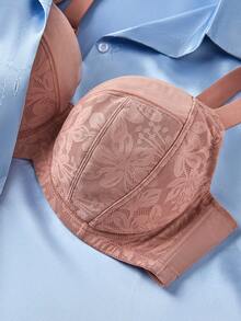 LUVLETTE Plus Full Coverage Underwire Lightly Lined Brown Mesh Side Support Sheer Minimizer Lingerie Bra - Brown - View 7