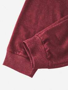 SHEIN Cottnline Men's Sweatshirt And Pants Two-Piece Set With Emoticon And Letter Print - Burgundy - View 4