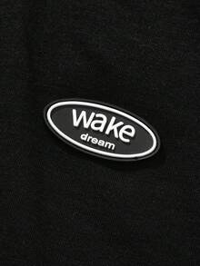 PAVTROS 加大码男士休闲撞色拼接T恤短裤套装，夏季 - 黑色 - 查看 3