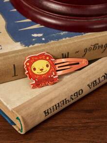 HARRY POTTER X SHEIN 一对橙色狮子图案发夹 - 橘色 - 查看 3