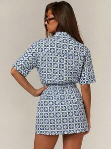 Athîral Women's Casual Button Front Cinched Waist Denim Midi Dress, Summer - Multicolor - View 2