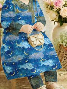 SHEIN Baby Girls Summer/Autumn Top And Matching Pants Set, Suitable For Outings, Casual Wear, Party Occasions - Multicolor - View 4