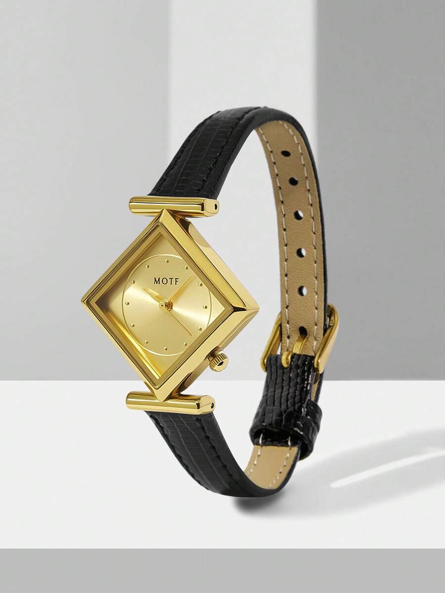 MOTF 金色菱形金珠美甲女士手表 - 黑色 - 查看 2
