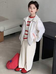 DAZY Tween Boy Casual Lightweight Zip-Up Hooded Jacket, Autumn Spring - Apricot - View 4