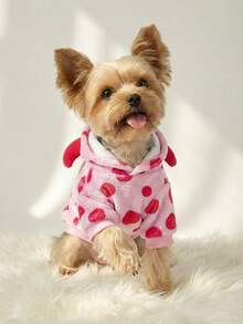 PETSIN 1件装怪物角色扮演粉色波点抓绒连帽衫，带宠物收纳袋 - 彩色 - 查看 7