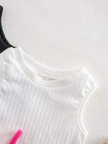 SHEIN Conjunto de 4 piezas de estilo de chaleco irregular de punto lindo para bebé niña en primavera/verano - Multicolor - Ver 3