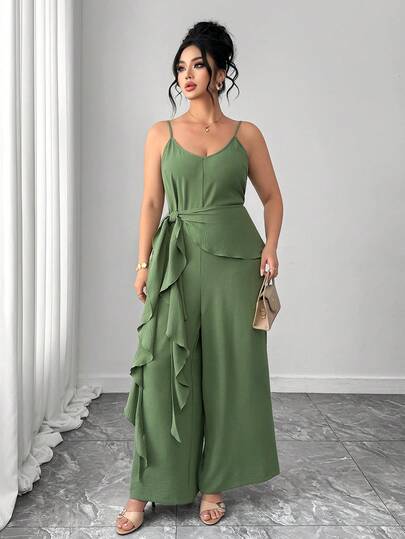 Elenzga Mono de mujer con volantes versátil, de nueva llegada para el verano, de moda y elegante, adecuado para vacaciones