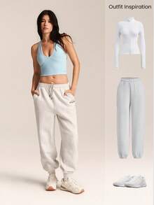 GLOWMODE FeatherFit™ Crossover Straps Cutout Back Deep V Neck Tank Top Low Impact Yoga Daily Fall Winter - Baby Blue - View 6