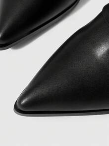 ROMWE Grunge Punk Women's Pointed Toe Lace-Up Design Fashionable Versatile High Heel Knee-High Boots - Black - View 4