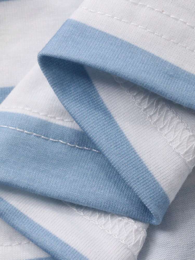 Tween Boy Striped Crew Neck Short Sleeve Casual Loose Versatile T-Shirt Summer