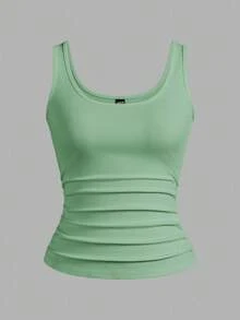 Slaydiva 3pcs/Pack Black + White Casual Basic Racerback Sleeveless Deep V-Neck Ribbed Tank Tops For Women - Multicolor - View 8