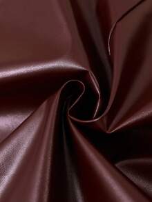 SHEIN Franclia 女士时尚纽扣装饰PU皮短裤 - 酒紅色 - 查看 5