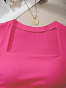 Comfortcana Women's Solid Color Ruched Casual Versatile Top For Dating & Outings - Watermelon Pink - View 7